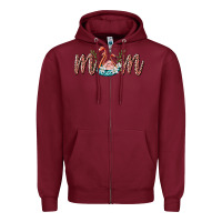 Burgundy mom flamingo Zipper Hoodie - BarkalooDesign