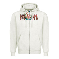 Oatmeal Heather mom flamingo Zipper Hoodie - BarkalooDesign