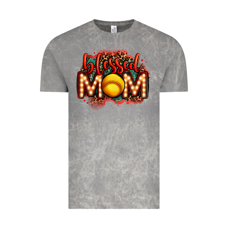 Blessed Softball Mom Lightbulb Letters Vintage Tee by OliviaCreatesArt | Teevron