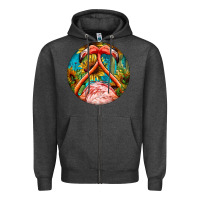 Charcoal Heather flamingos with western background Zipper Hoodie - BarkalooDesign