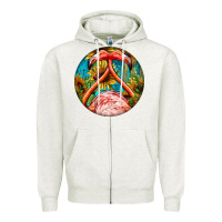 Oatmeal Heather flamingos with western background Zipper Hoodie - BarkalooDesign