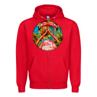 Red flamingos with western background Zipper Hoodie - BarkalooDesign