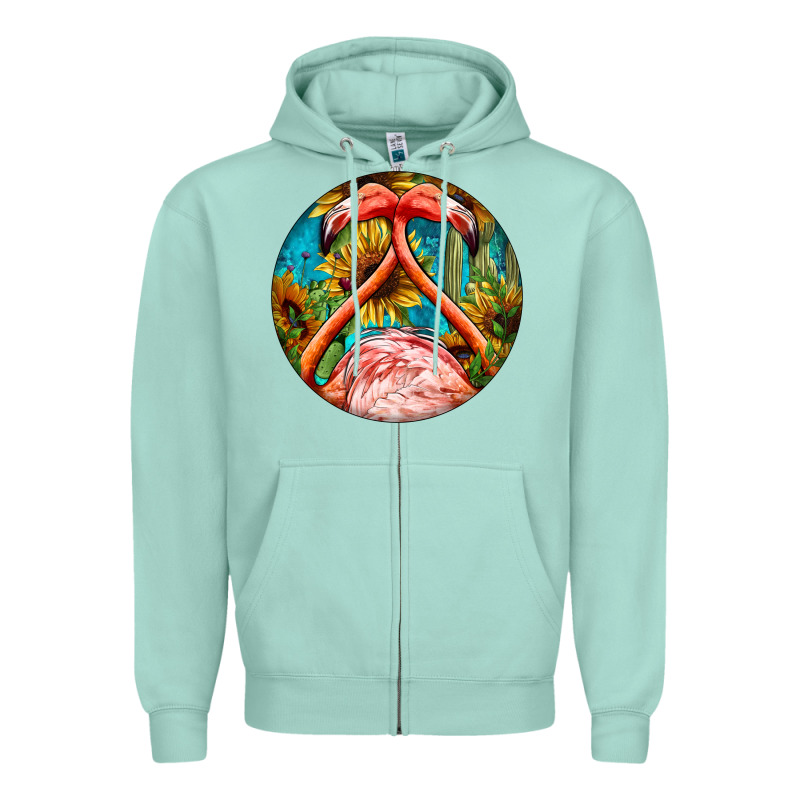 Flamingos With Western Background Zipper Hoodie by BarkalooDesign | Teevron