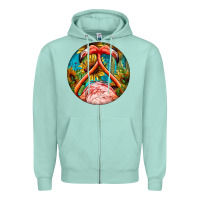 Seafoam flamingos with western background Zipper Hoodie - BarkalooDesign