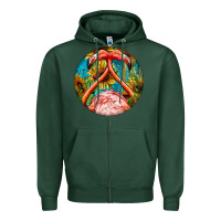 Sports Green flamingos with western background Zipper Hoodie - BarkalooDesign
