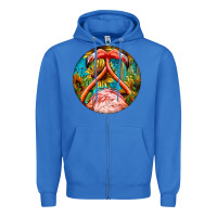 True Royal flamingos with western background Zipper Hoodie - BarkalooDesign