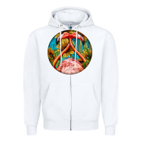 White flamingos with western background Zipper Hoodie - BarkalooDesign