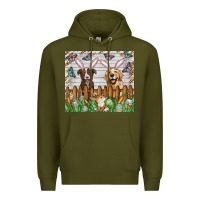 Army Green Easter Dog Premium Hoodie - CowhideDigitalArt