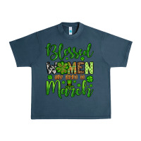 Midnight Navy St. Patrick's Blessed women are born in March Urban Heavy Tee - OliviaCreatesArt