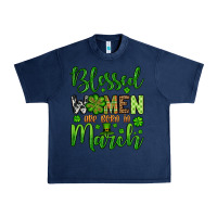 Navy St. Patrick's Blessed women are born in March Urban Heavy Tee - OliviaCreatesArt