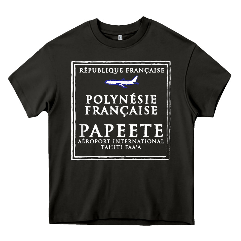 Papeete Tahiti Passport Stamp Vacation Travel T Shirt Heavy Core Tee by maiPhamDesign | Teevron
