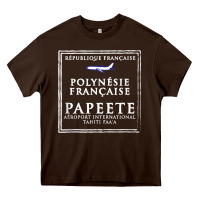 Chocolate Brown papeete tahiti passport stamp vacation travel t shirt Heavy Core Tee - maiPhamDesign