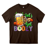 Chocolate Brown Lets Get Boozy Heavy Core Tee - texasbilliewilder