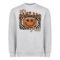 Heather Grey it's game day y'all football smiley face Heavyweight Sweatshirt - BarkalooDesign