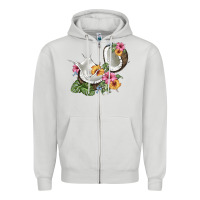 Dove Grey coconut with tropical leavers and flowers Zipper Hoodie - BarkalooDesign