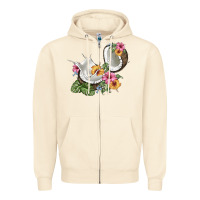 Sandshell coconut with tropical leavers and flowers Zipper Hoodie - BarkalooDesign