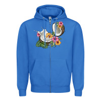 True Royal coconut with tropical leavers and flowers Zipper Hoodie - BarkalooDesign