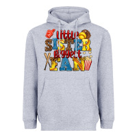 Heather Grey little sister biggest fan softball Heavyweight Hoodie - AdoDesignShop
