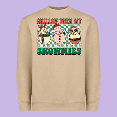 Chillin With My Snowmies Heavyweight Sweatshirt Designed By Barkaloodesign