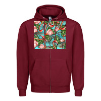 Burgundy flamingos with leaves Zipper Hoodie - BarkalooDesign