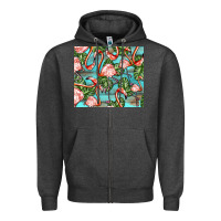 Charcoal Heather flamingos with leaves Zipper Hoodie - BarkalooDesign