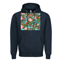 Navy flamingos with leaves Zipper Hoodie - BarkalooDesign