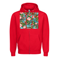 Red flamingos with leaves Zipper Hoodie - BarkalooDesign