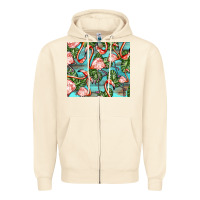 Sandshell flamingos with leaves Zipper Hoodie - BarkalooDesign