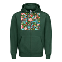 Sports Green flamingos with leaves Zipper Hoodie - BarkalooDesign