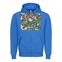 True Royal flamingos with leaves Zipper Hoodie - BarkalooDesign