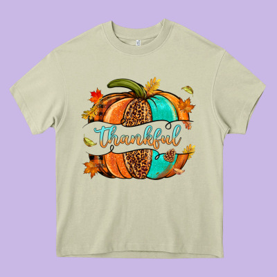 Pumpkin Thankful Heavy Core Tee Designed By Nancycooperartshop