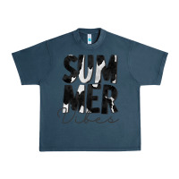 Midnight Navy Summer Vibes Black White Cowhide Urban Heavy Tee - CowCowDesign