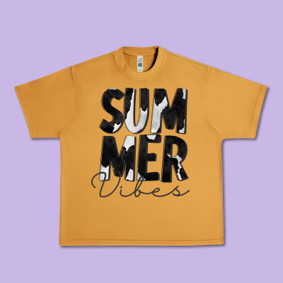 Summer Vibes Black White Cowhide Urban Heavy Tee Designed By Cowcowdesign