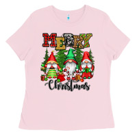 Bubblegum Pink merry christmas gnomes Ladies Tee - CowGirlArtShop