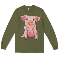 Army Green sitting pig Long Sleeve Tee - RanaPortraitStore