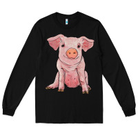 Black sitting pig Long Sleeve Tee - RanaPortraitStore