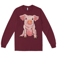 Burgundy sitting pig Long Sleeve Tee - RanaPortraitStore