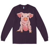 Plum sitting pig Long Sleeve Tee - RanaPortraitStore