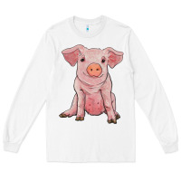 White sitting pig Long Sleeve Tee - RanaPortraitStore