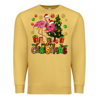 Antique Gold flamingo merry christmas Premium Sweatshirt - AdoDesignShop