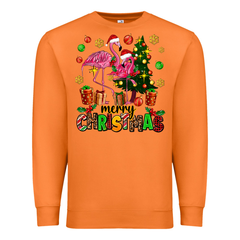 Flamingo Merry Christmas Premium Sweatshirt by AdoDesignShop | Teevron