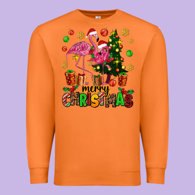 Flamingo Merry Christmas Premium Sweatshirt Designed By Adodesignshop