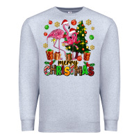 Heather Grey flamingo merry christmas Premium Sweatshirt - AdoDesignShop