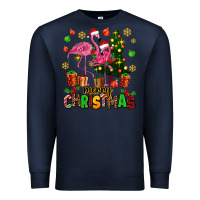 Navy flamingo merry christmas Premium Sweatshirt - AdoDesignShop