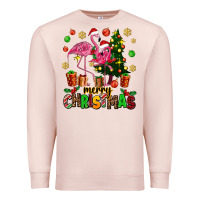 Pale Pink flamingo merry christmas Premium Sweatshirt - AdoDesignShop