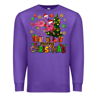 Purple flamingo merry christmas Premium Sweatshirt - AdoDesignShop