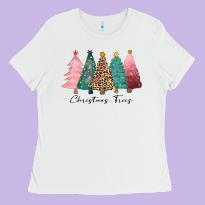 Christmas Trees Ladies Tee Designed By Cowgirlartshop