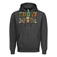 Charcoal Heather show mom brown calf eye glasses Zipper Hoodie - BarkalooDesign
