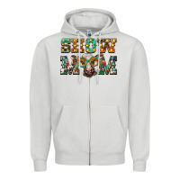 Dove Grey show mom brown calf eye glasses Zipper Hoodie - BarkalooDesign
