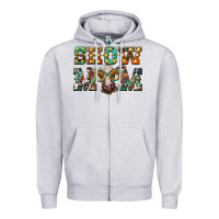 Heather Grey show mom brown calf eye glasses Zipper Hoodie - BarkalooDesign